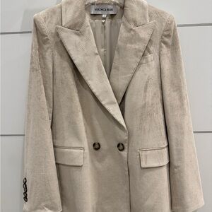 Veronica Beard Cream Corduroy Double-Breasted Blazer